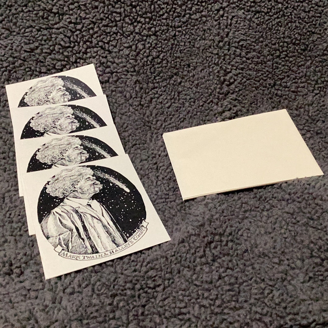 Set of 4 Mark Twain & Halley’s Comet Notecards